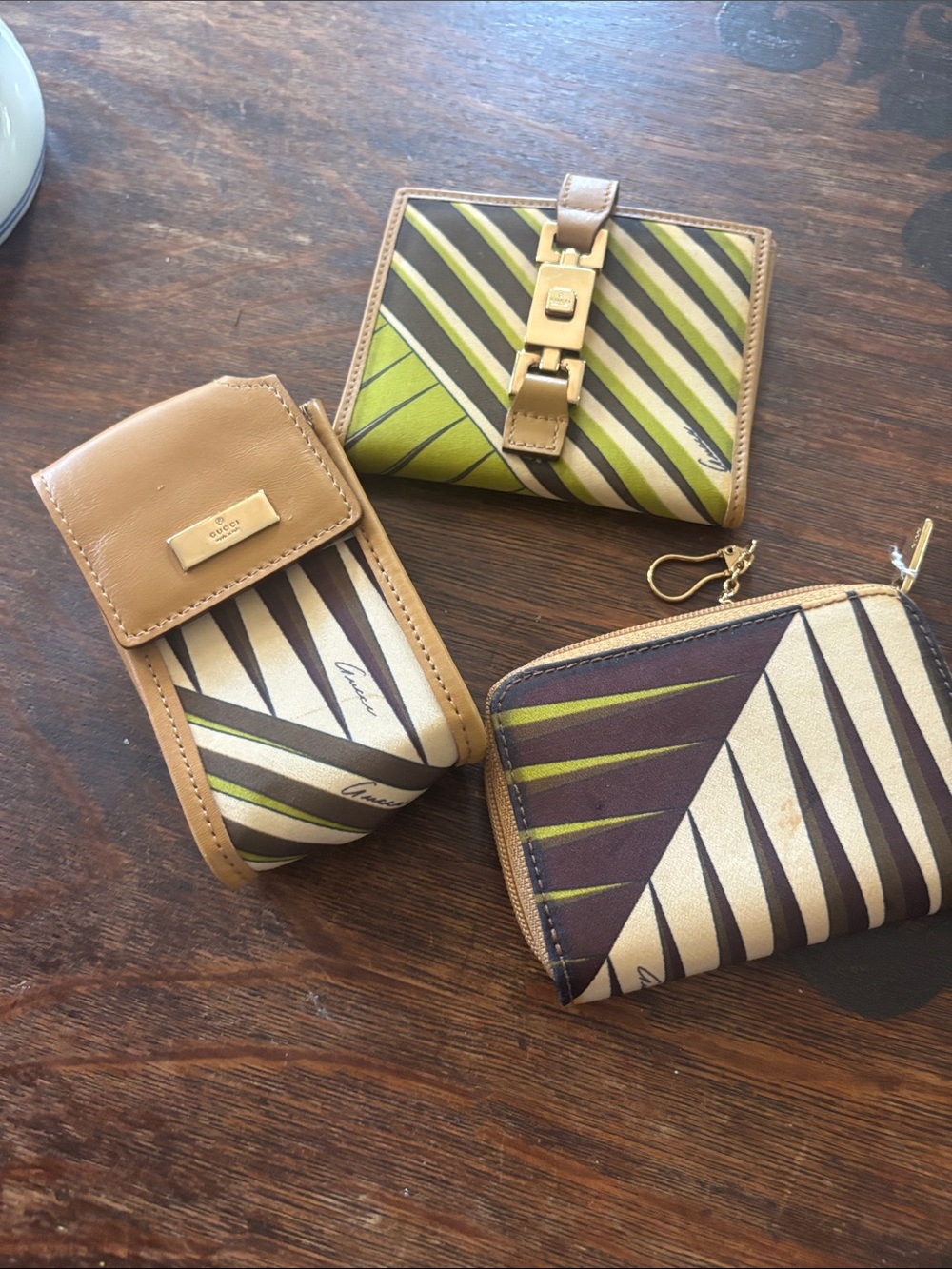 3piece collection Stripe Compact Women's Wallet Gucci Vintage limited edition